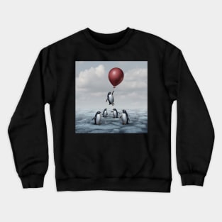 Thinking Different Concept surreal idea as a group of penguins with an individual game changer thinker motivational art Crewneck Sweatshirt